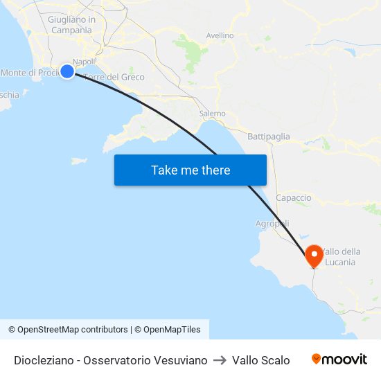 Diocleziano - Osservatorio Vesuviano to Vallo Scalo map