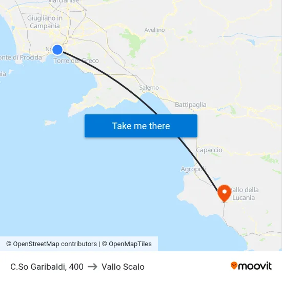 Garibaldi Course, 400 to Vallo Scalo map
