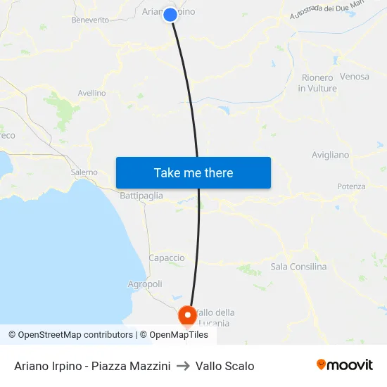 Ariano Irpino - Mazzini Square to Vallo Scalo map