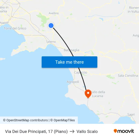 Via dei Due Principati, 17 (Piano) to Vallo Scalo map