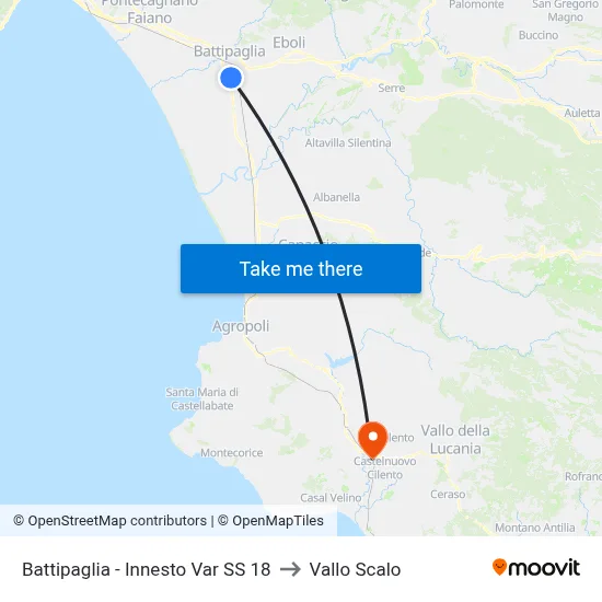 Battipaglia - Junction Var SS 18 to Vallo Scalo map