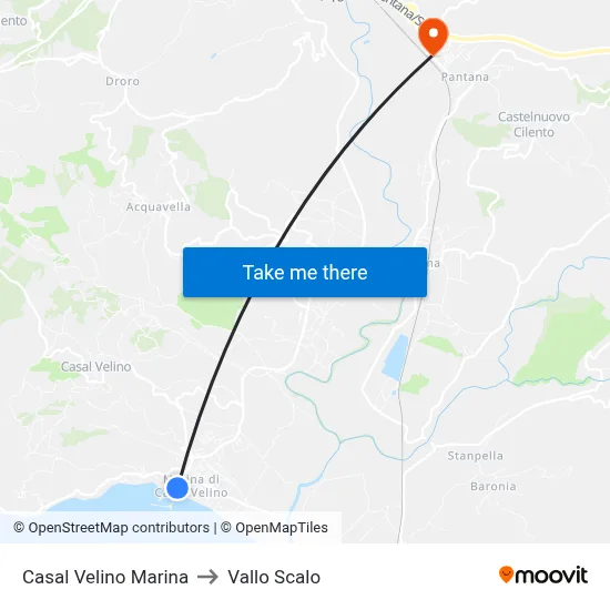 Casal Velino Marina to Vallo Scalo map
