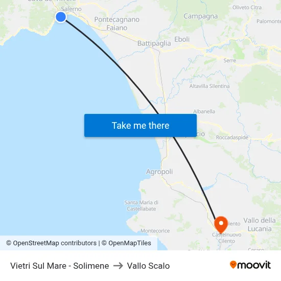 Vietri Sul Mare - Solimene to Vallo Scalo map