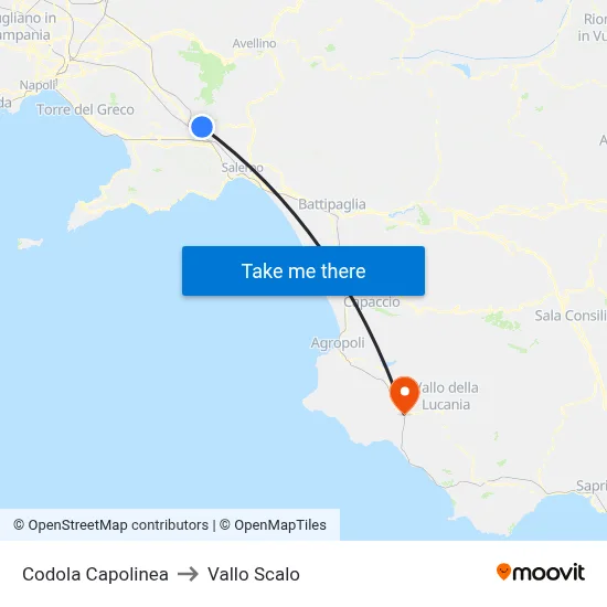 Codola Terminal to Vallo Scalo map