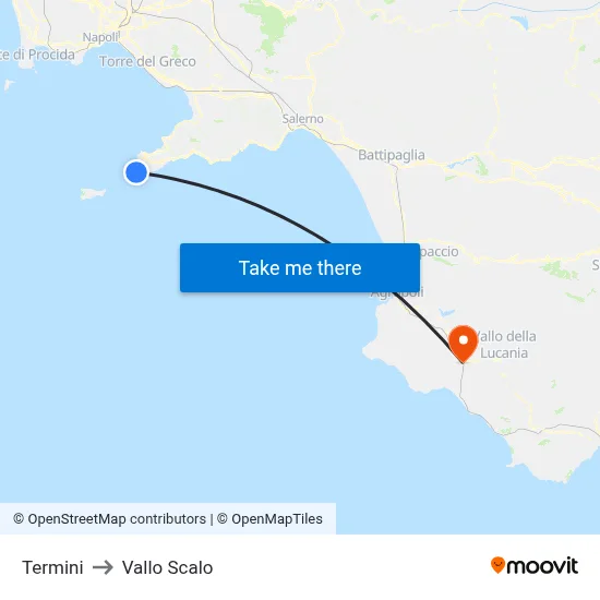 Terminals to Vallo Scalo map