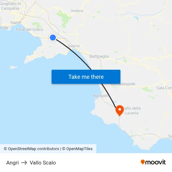 Angri to Vallo Scalo map