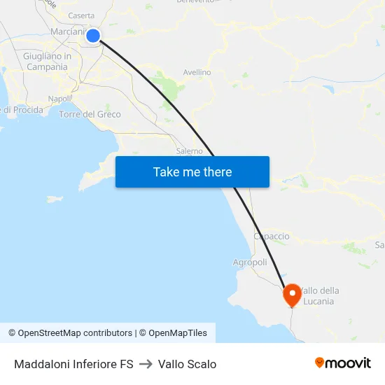 Maddaloni Lower Station to Vallo Scalo map
