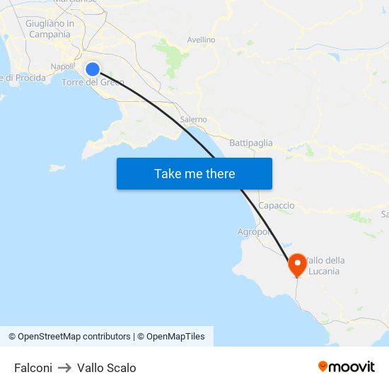 Falconi to Vallo Scalo map