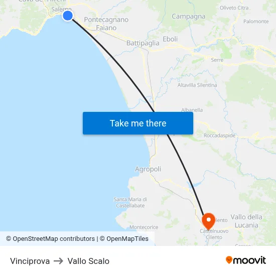 Vinciprova to Vallo Scalo map