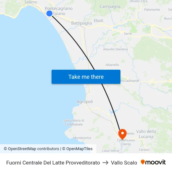 Fuorni Milk Plant Superintendent to Vallo Scalo map