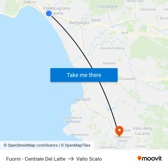 Fuorni - Milk Central to Vallo Scalo map