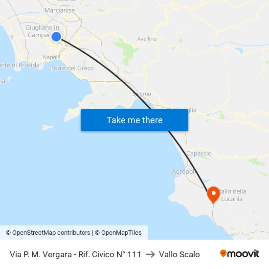 Via P. M. Vergara - Rif. Civico N° 111 to Vallo Scalo map