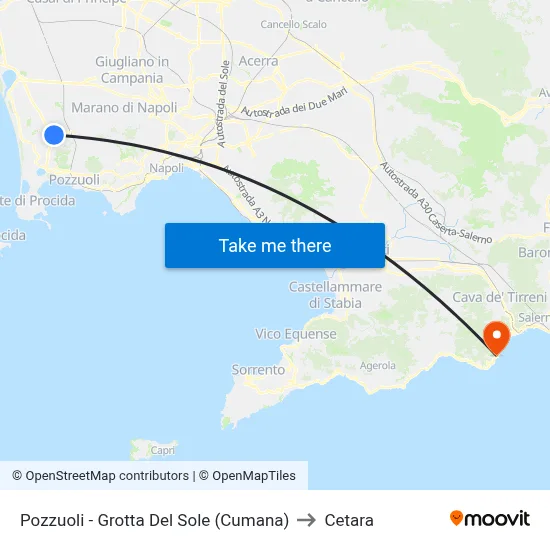 Pozzuoli - Grotta Del Sole (Cumana) to Cetara map