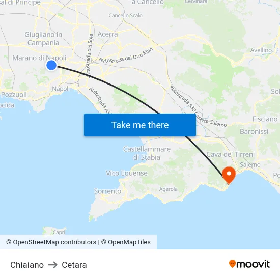 Chiaiano to Cetara map
