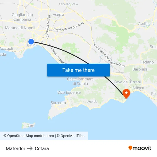 Materdei to Cetara map