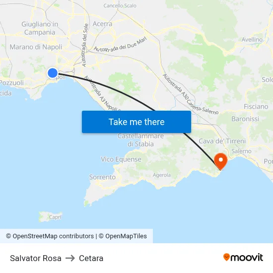 Salvator Rosa to Cetara map