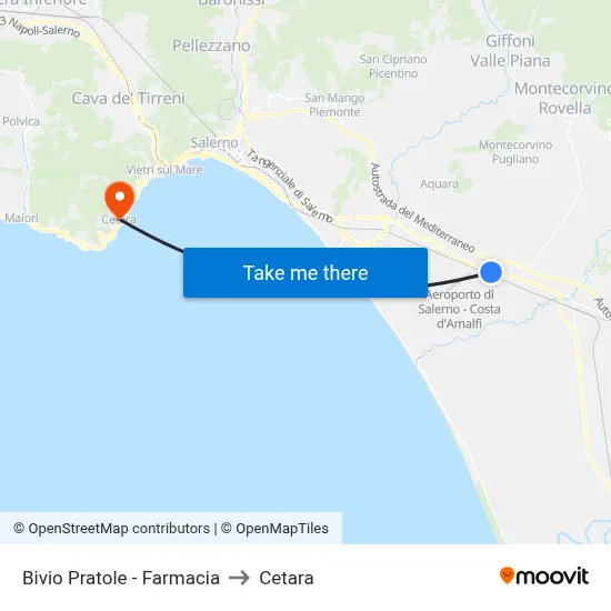 Pratole Junction - Pharmacy to Cetara map