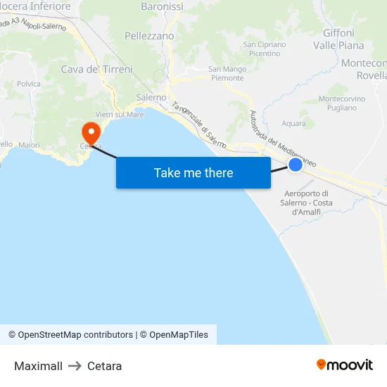 Maximall to Cetara map