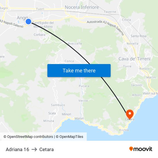 Adriana 16 to Cetara map