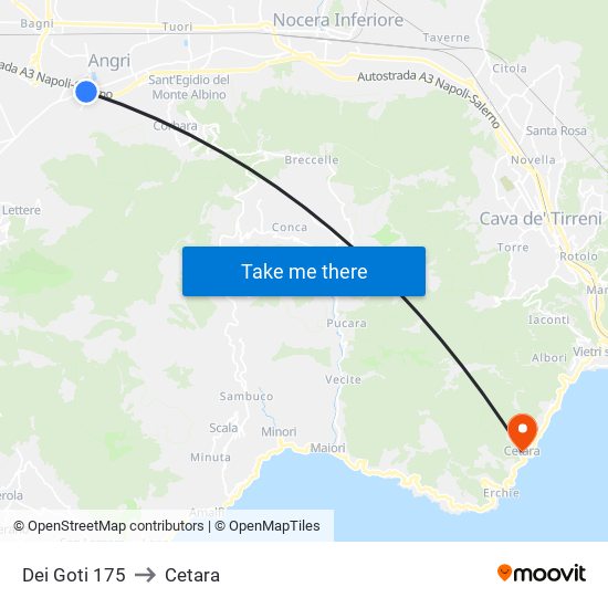 Dei Goti 175 to Cetara map