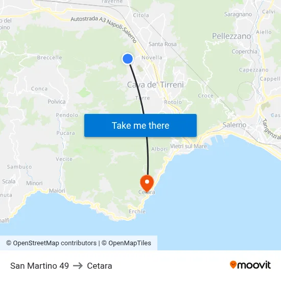 San Martino 49 to Cetara map