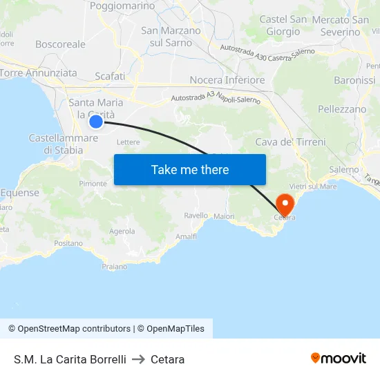 Santa Maria La Carita Borrelli to Cetara map