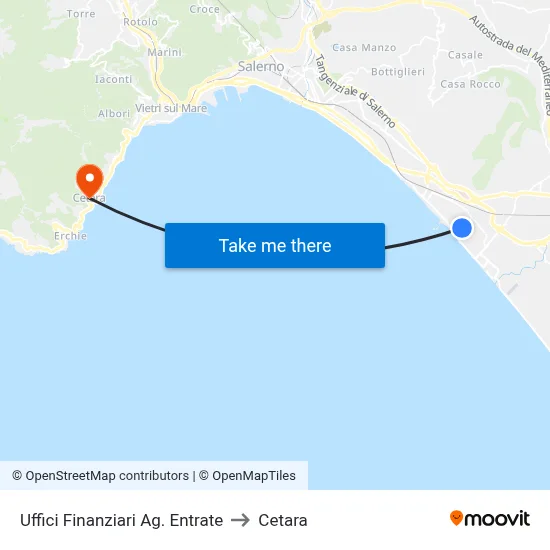 Financial Offices Revenue Agency to Cetara map