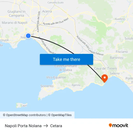 Naples Porta Nolana to Cetara map