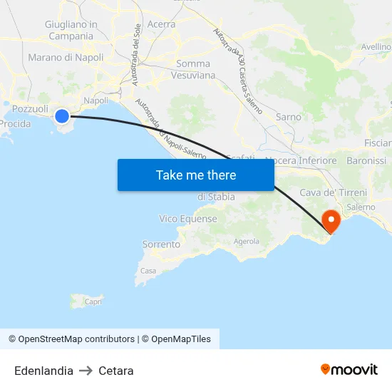 Edenlandia to Cetara map