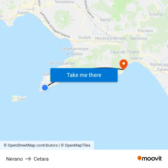 Nerano to Cetara map