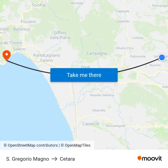 St. Gregory the Great to Cetara map