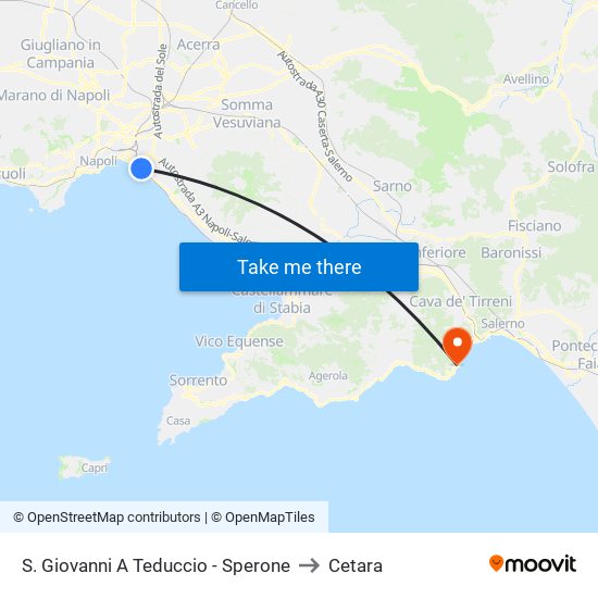 S. Giovanni A Teduccio - Sperone to Cetara map