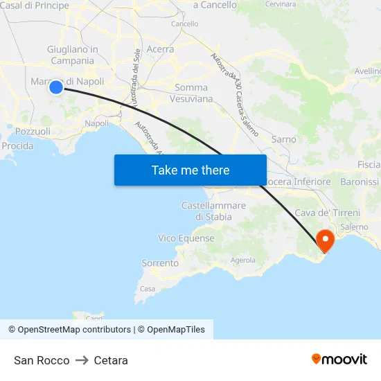 San Rocco to Cetara map