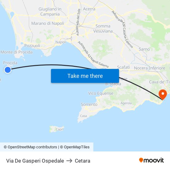 Via De Gasperi   Ospedale to Cetara map
