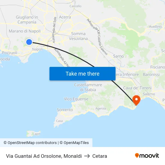 Via Guantai Ad Orsolone, Monaldi to Cetara map