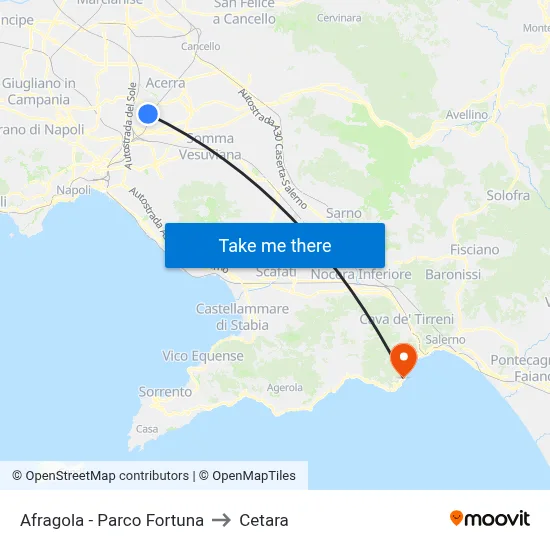 Afragola - Fortuna Park to Cetara map