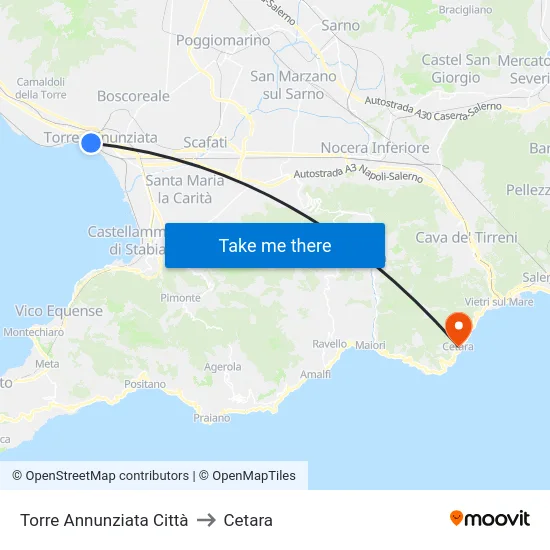 Torre Annunziata Città to Cetara map