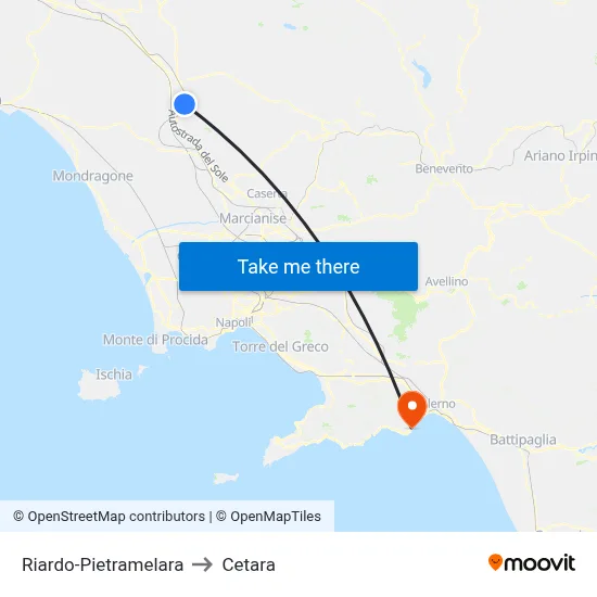 Riardo-Pietramelara to Cetara map