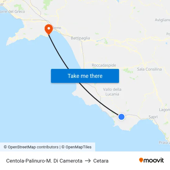 Centola-Palinuro-Marina Di Camerota to Cetara map