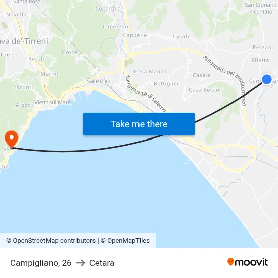 Campigliano, 26 to Cetara map