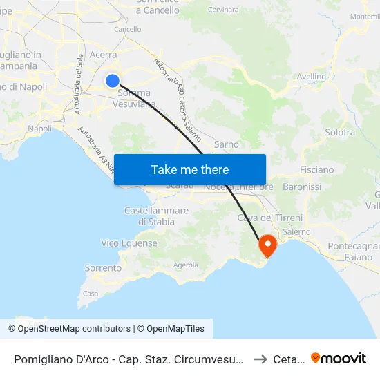 Pomigliano D'Arco - Circumvesuviana Station to Cetara map