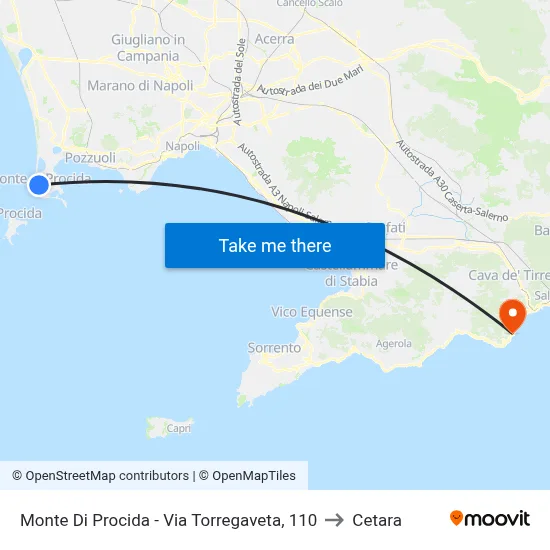 Monte Di Procida - Via Torregaveta, 110 to Cetara map
