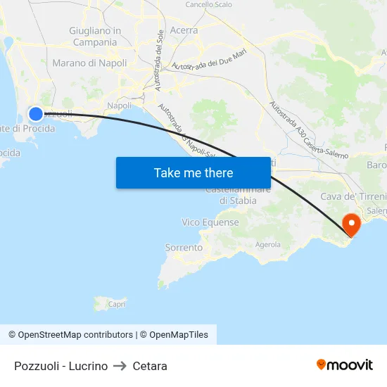 Pozzuoli - Lucrino to Cetara map