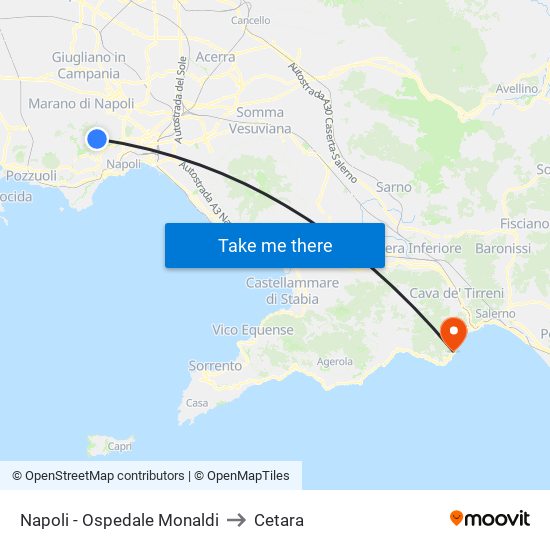 Napoli - Ospedale Monaldi to Cetara map