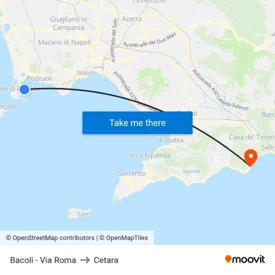 Bacoli - Via Roma to Cetara map