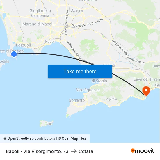 Bacoli - Via Risorgimento, 73 to Cetara map