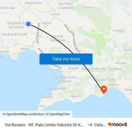 Via Rosario - Rif. Palo Limite Velocità 30 Kmh to Cetara map