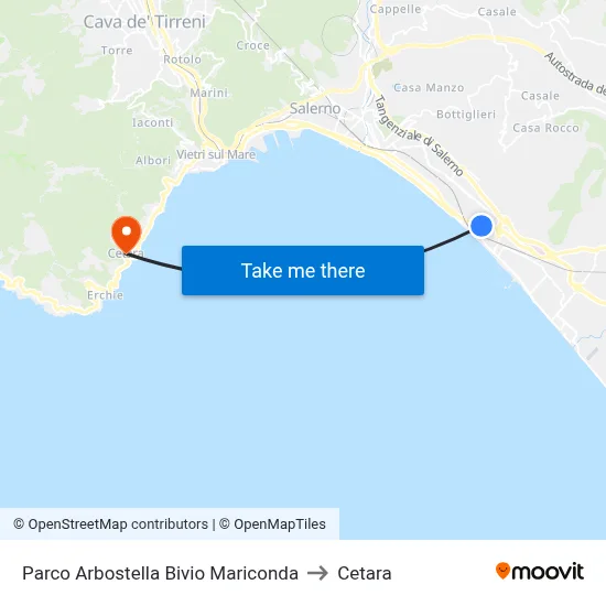 Arbostella Park Mariconda Junction to Cetara map