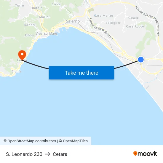 San Leonardo 230 to Cetara map