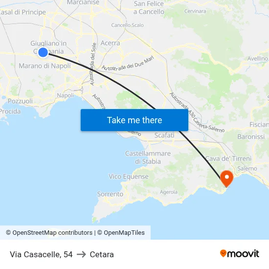 Via Casacelle, 54 to Cetara map